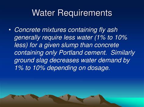 water requirement of cementing materials